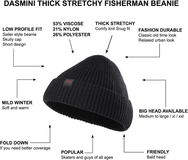 DASMINI Fisherman Beanie Hats for Men Women,Knit Trawler Skull Cap,Watch Cap,Spring Fall Winter Warm Short Hats - Image 4